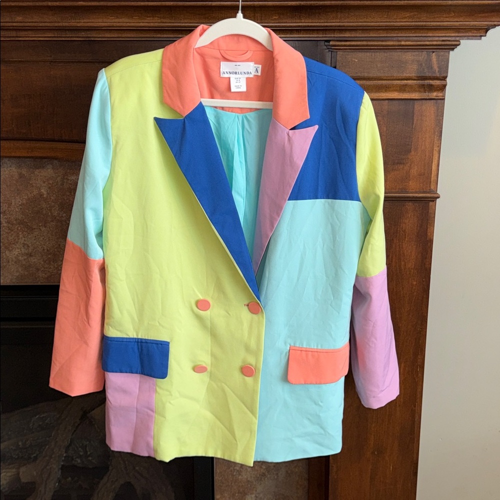 Statement ASOS bold color block patchwork jacket blazer M/L blogger favorite
